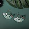 Rainbow ethnic style party earrings handmade fan-shaped colored woven fringed earrings Independence Day earrings