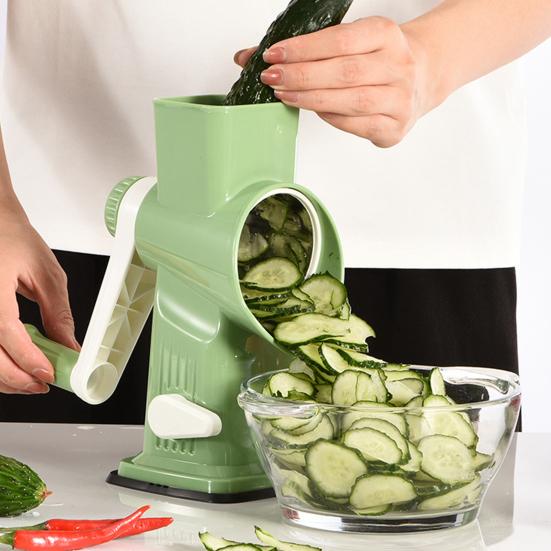 Rotary Cheese Grater with 3 Interchangeable Blades Multi-Function Manual Vegetable Slicer Quick Food Preparation Tool for Cheese Nuts And Salads