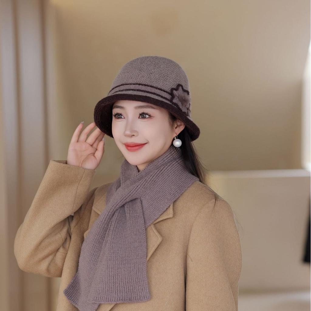 New Winter Warm Basin Hat for Women Fashion Fashionable Mother Hat Plus Velvet Thickened Rabbit Wool Knitted Hat
