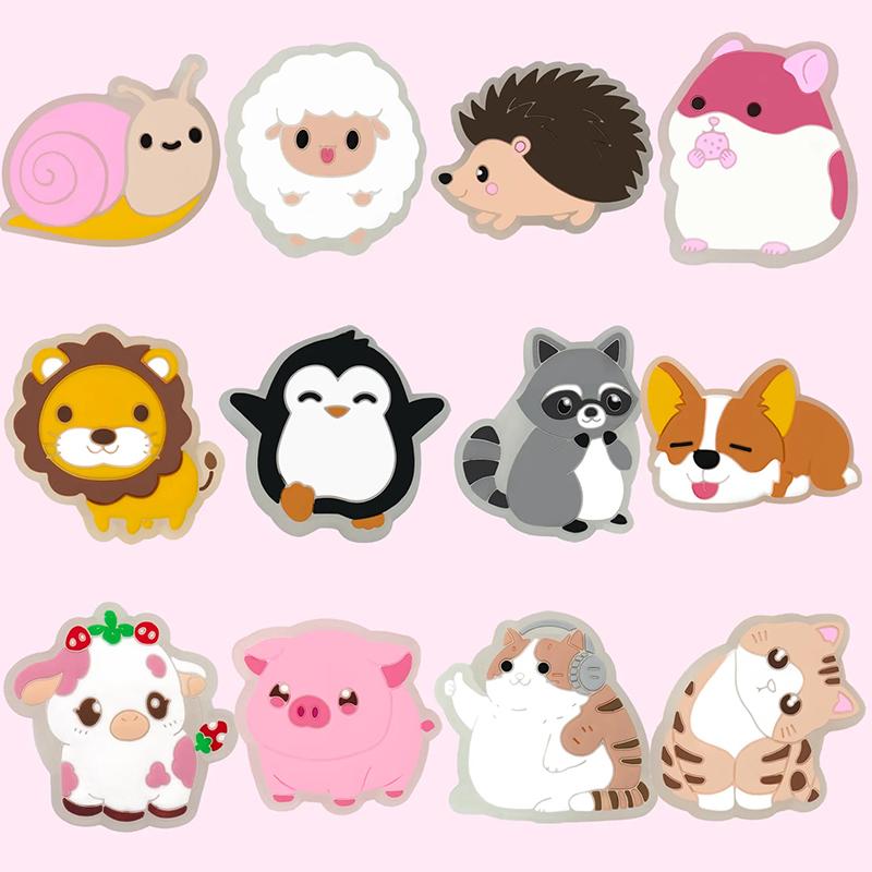 LED Lighted Animals Shoe Charms Pink Hamster Pig Shoe Decorations Pins Women Gifts Dog Cat Penguin Clog Accessories
