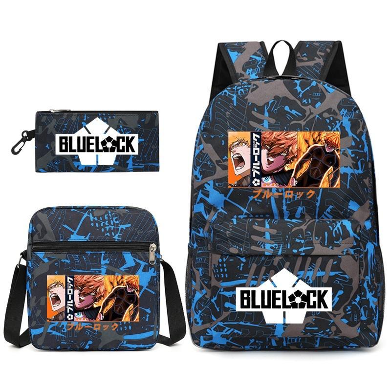 Large Capacity Schoolbag with Shoulder Strap; Student Three-piece Pencil Case Set