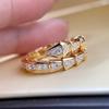 Luxurious Diamond-Plated Au750 Snake Ring for Women - Trendy Open Snake Bone Index Design