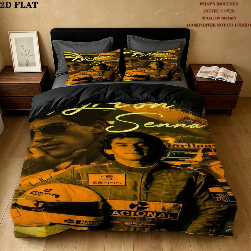 Ayrton Senna Bedding Quilt Set Quilt Cover Pillowcase Home Decoration Birthday Gift (1 * duvet cover + 2 * pillowcase, without core)
