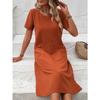Fashion Loose Round Neck Short Sleeve Dress Pockets Solid Color Casual A-line Summer Dress Party Sweet Casual Simple Clothing