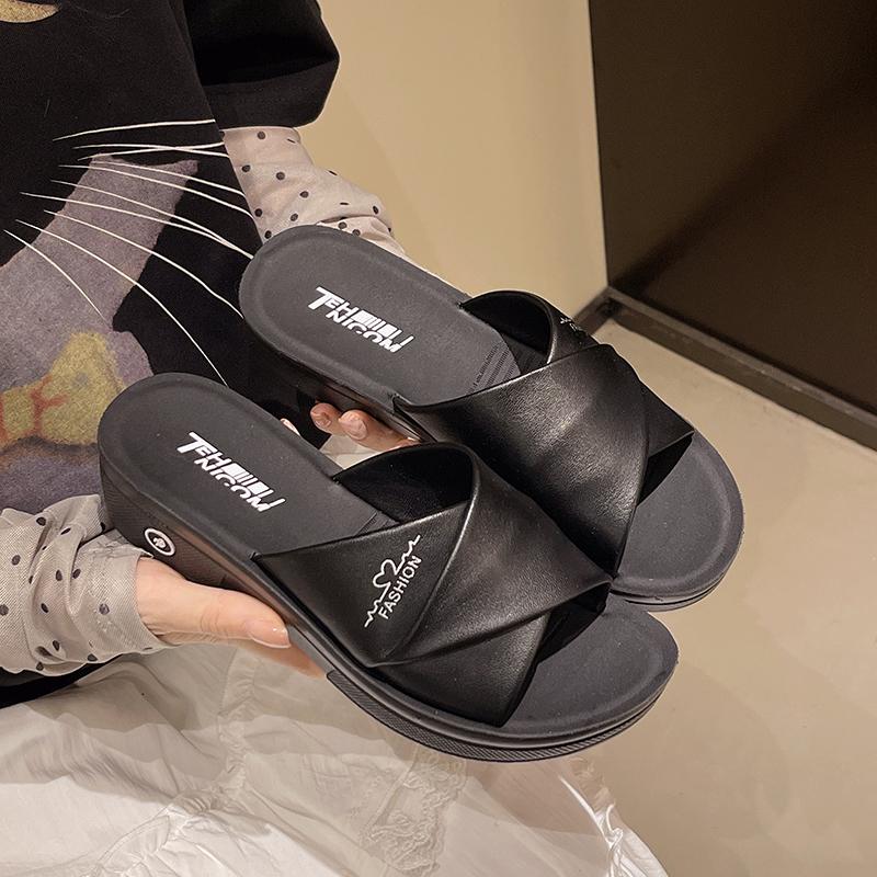 Fashion Designer Summer Ladies Slippers New Fashion Thick Sole Wedge Women's Sandals High Heel Sandal Open Toe Fish Mouth Shoes