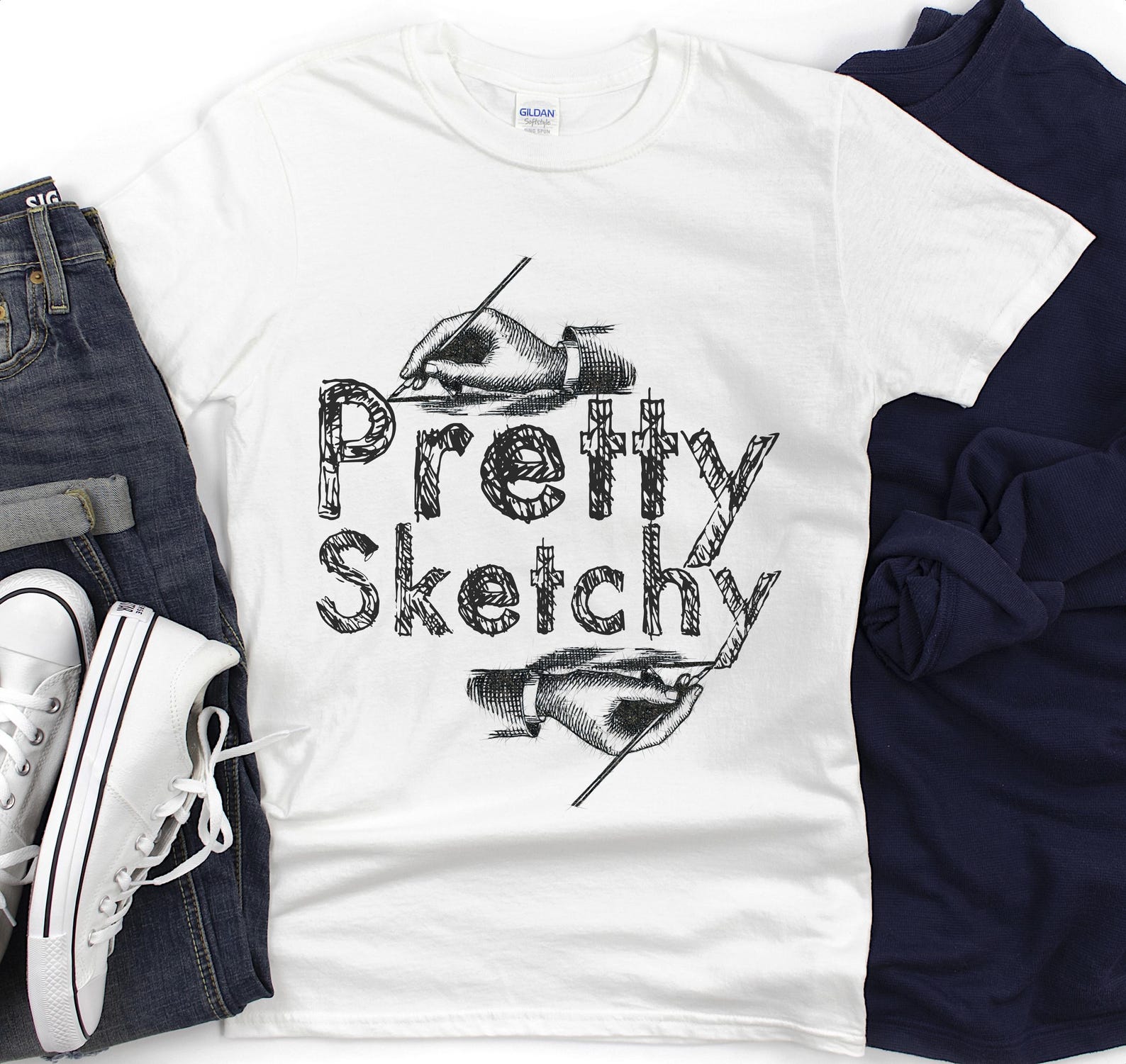 Pretty Sketchy Unisex T-Shirt, Funny Sketch Artist Tee M