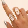 Finger Ring Oval Design Adjustable Opening Enamel Process Women Ring Multi-Symbol Design Hearts Stars Moons Pattern