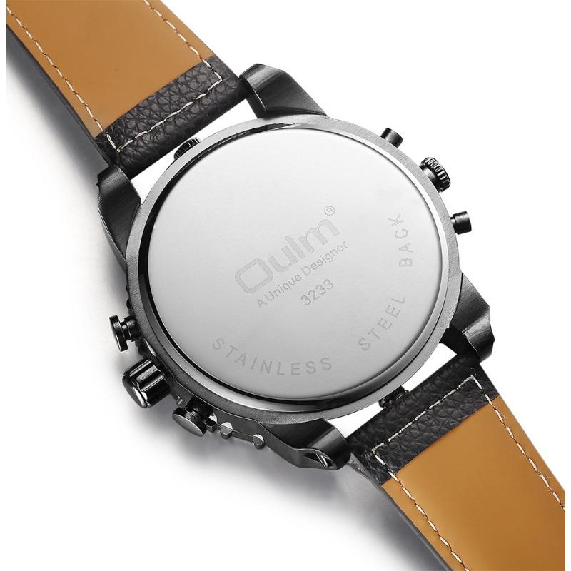 Oulm Cool Men's Watch Quartz Watch New Four Time Zone Leisure Fashion Multi Time Zone Large Dial Men's Watch