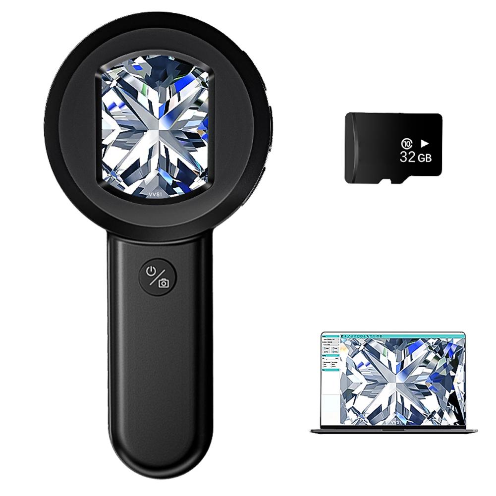 2‘’ Digital Microscope 100X Zoom Magnifying Glass with 8 LED Light Rechargeable Illuminated Magnifying Glass for Seniors Reading