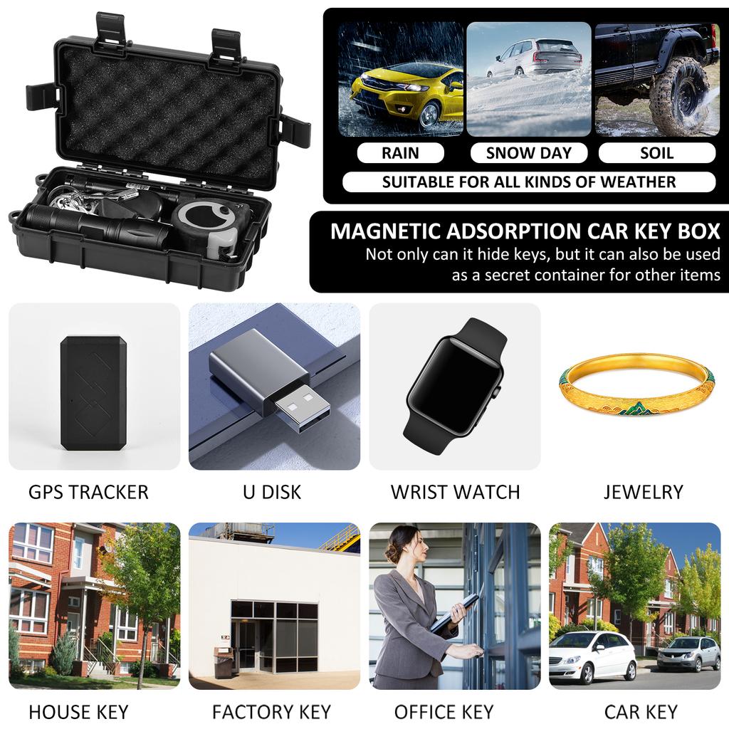 1/2PCS Upgraded New Magnetic Key Holder Box Waterproof & Dustproof Hide Car Key Box Under Car Magnet Key Storage for Outdoor Use