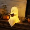 Gift for Halloween Lovers Ghost Lamp, Cute Middle Finger Ghost/Reading Book Night Light, Funny Wall Decor Bedroom Spooky Figurine Tabletop,