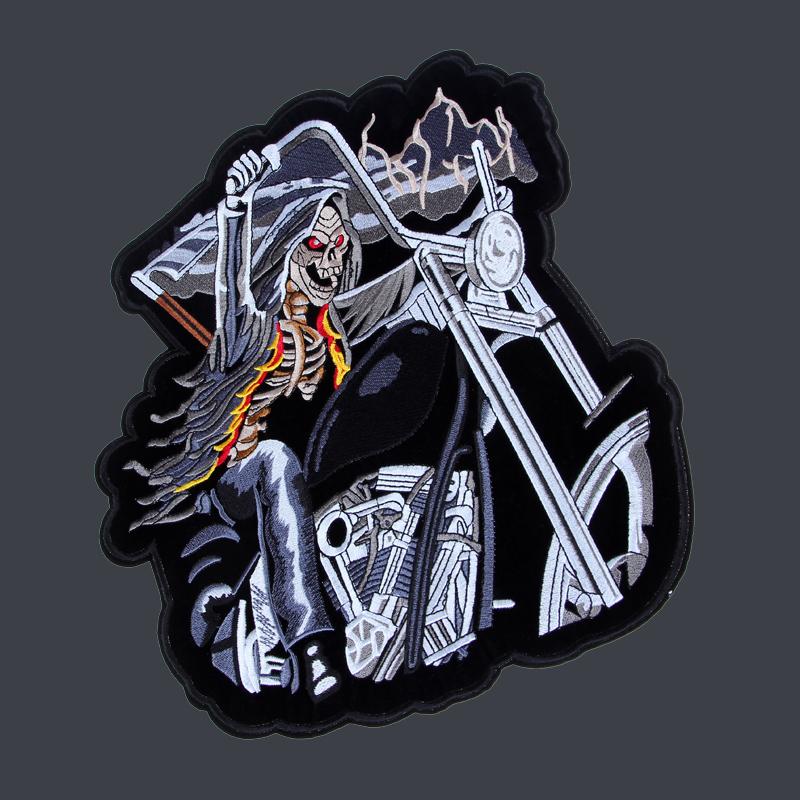 Large-sized Cool MC Indian Chief Pattern Motorcycle Rider Eco-friendly Fabric Ironing Applique Vest Back Embroidery Patch