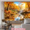 Photography background: 2D flat printing banner 1 piece. Banner depicting autumn forest wildlife and flowing water.zyc