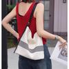 Large Capacity Striped Canvas Shoulder Bag Women's 2025 New Minimalist Lazy Style Versatile Commuter Tote Bag Messenger Bag