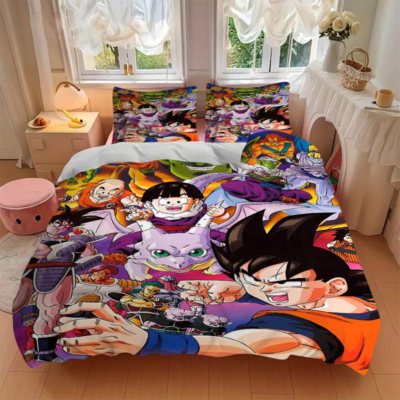 Dragon Ball Heroes Print 3Pcs Bedding Set,Duvet Cover with 2 Bedro,Pillowcase Home Birthday Gift