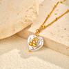 Stainless Steel Bowkont Square Necklace for Women,Flower Heart Shaped Cherry Spacer Bead Chain Necklaces,Trendy Jewelry Gifts