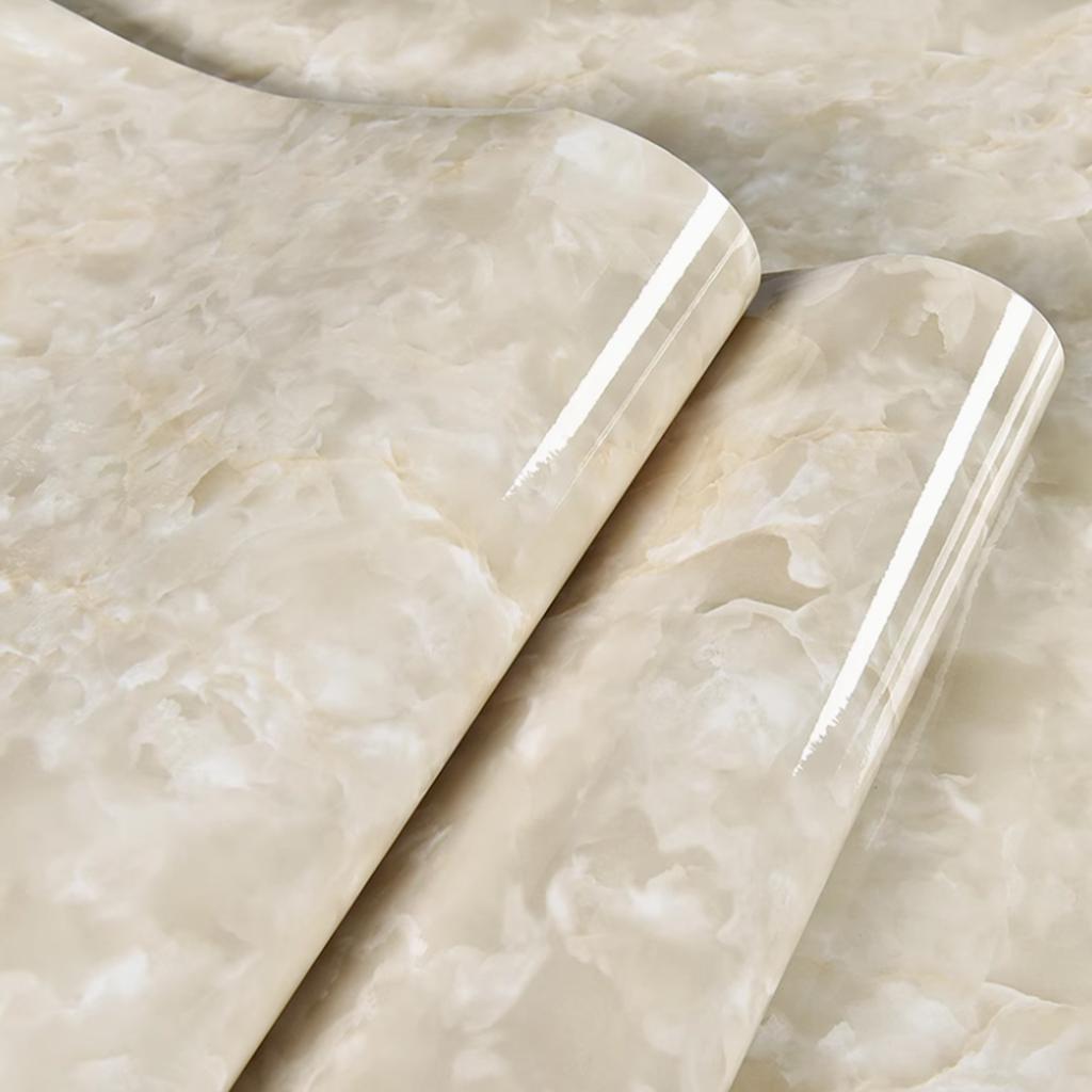 PVC Pearl Film Waterproof Wallpaper – High-Gloss Self-Adhesive Wall Sticker for Wardrobe, Kitchen, Furniture (Black/White)