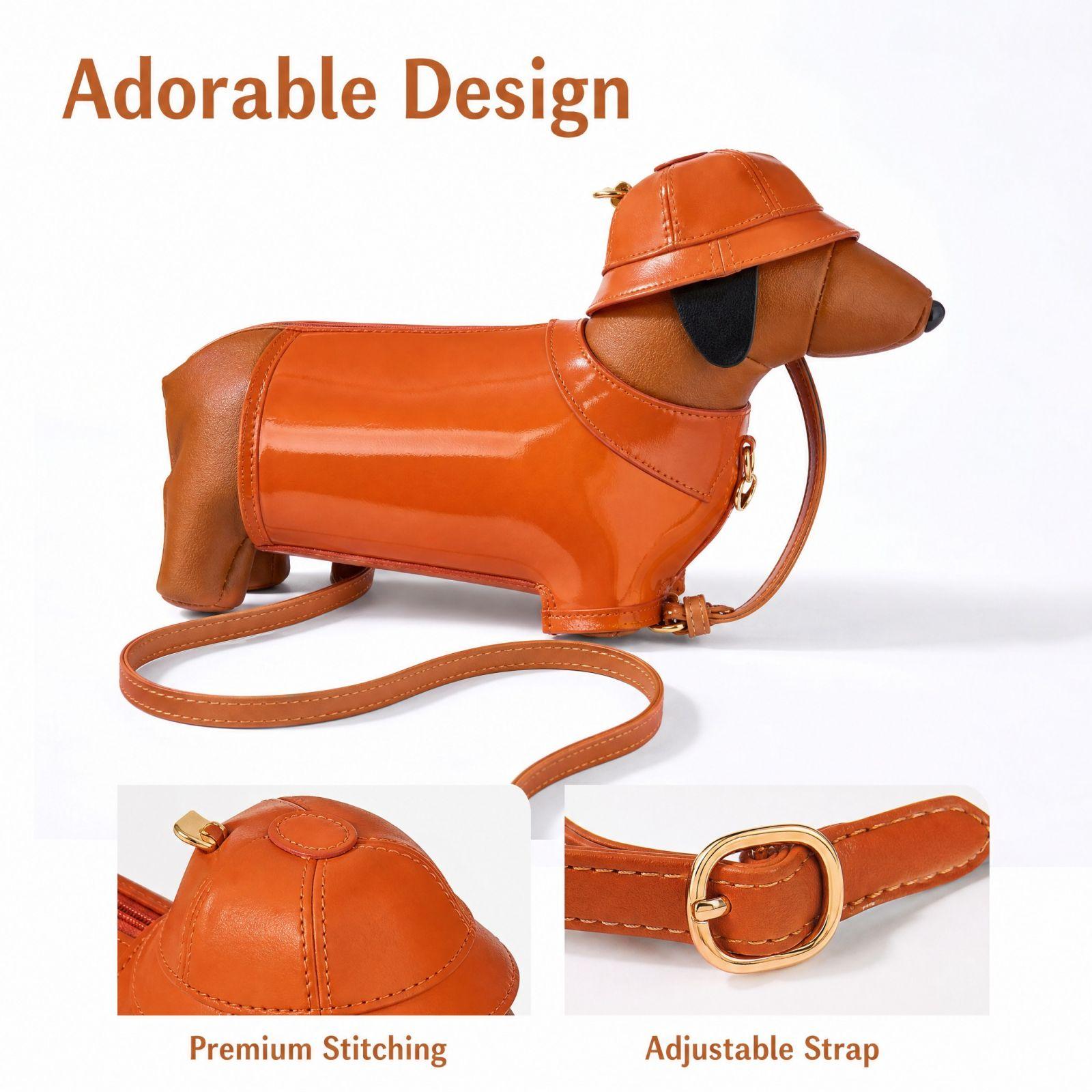 Women`s Cute Plush Dog-Shaped Crossbody Bag