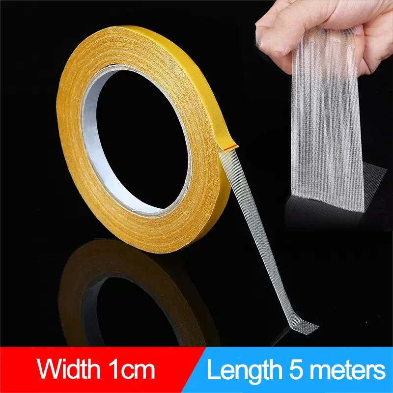 1Roll 5M Double Sided Tape High Viscosity Grid Fiber Transparent Double Sided Tape Sticky Adhesive Fiber Mesh Tape