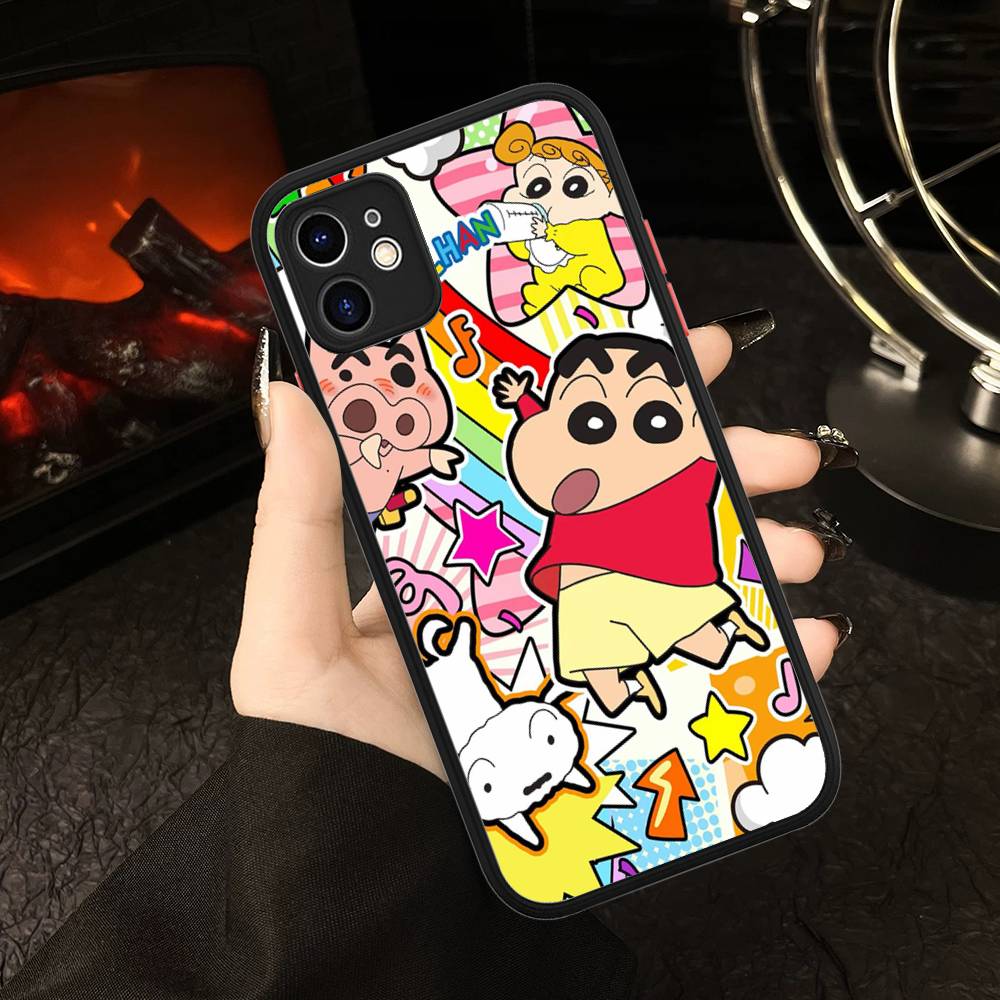 C-Crayon Cartoon Shin Chan Phone Case For IPhone 16 Pro Max Case 11 12 13 14 15 Pro Plus X XS MAX Case Matte Cover