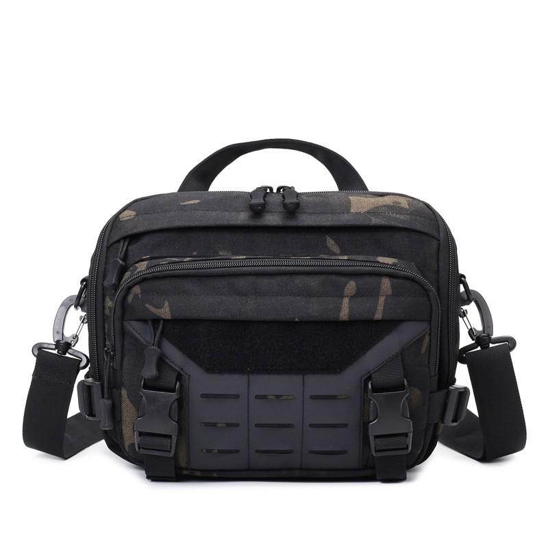 Multi-Functional Tactical Fishing Waist Pack Outdoor Angling Durable Heavy-Duty Crossbody Bag With Tool Storage Black Camo