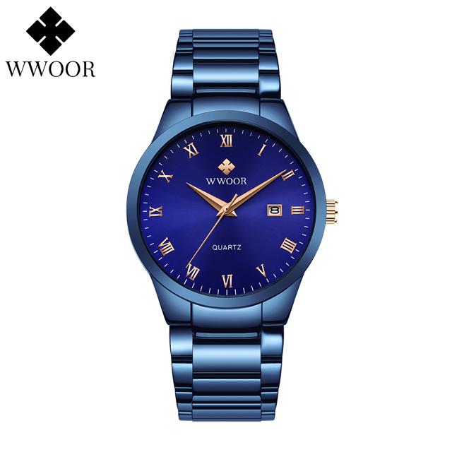 WWOOR Top Luxury Watch For Men 3ATM Waterproof Stainless Steel Date Clock Sport Men's Watch Quartz Wristwatch Relogio Masculino
