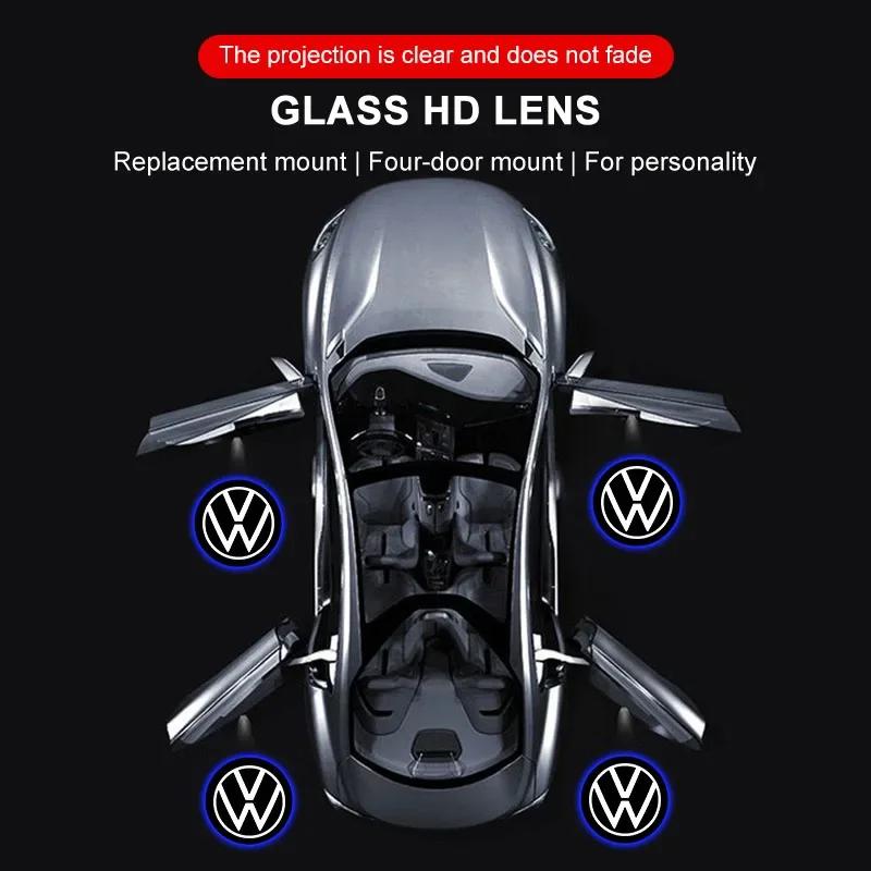2026 New For VOLKSWAGEN VW 2Pcs Car Door Welcome Light HD LED Projector Welcome Light For Volkswagen Polo Passat B5 B6 B7 T4 T5