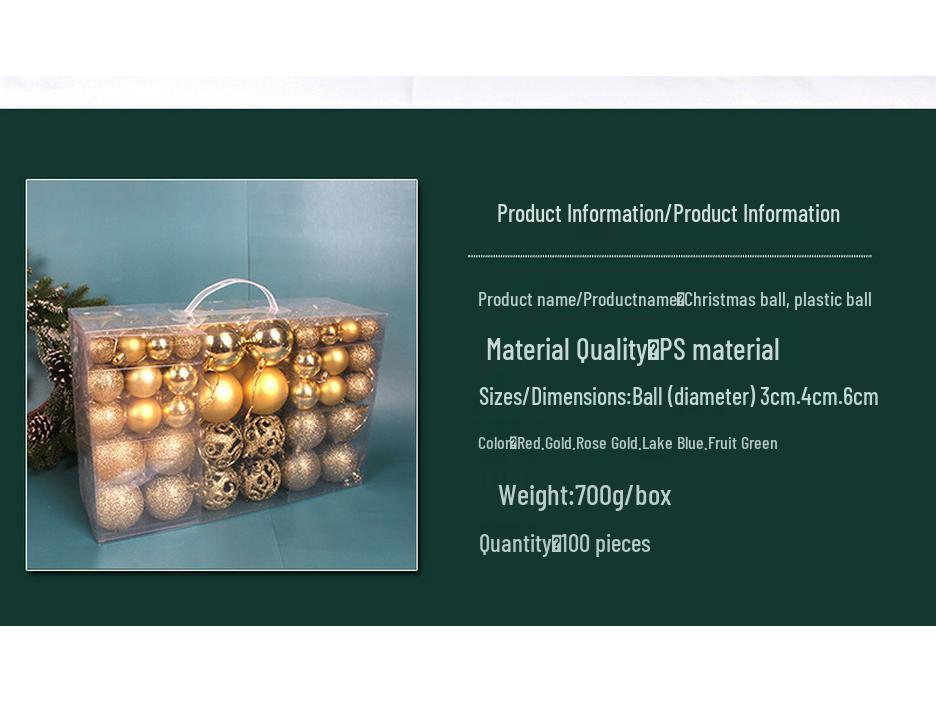 100-Piece Christmas Tree Ornament Set: Shiny, Hollow 3-6cm Balls