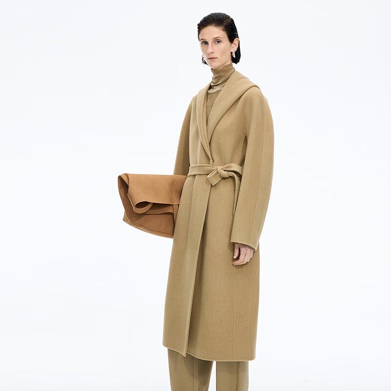 JNBY Women's 2025 Winter Hooded Wool Blend Coat