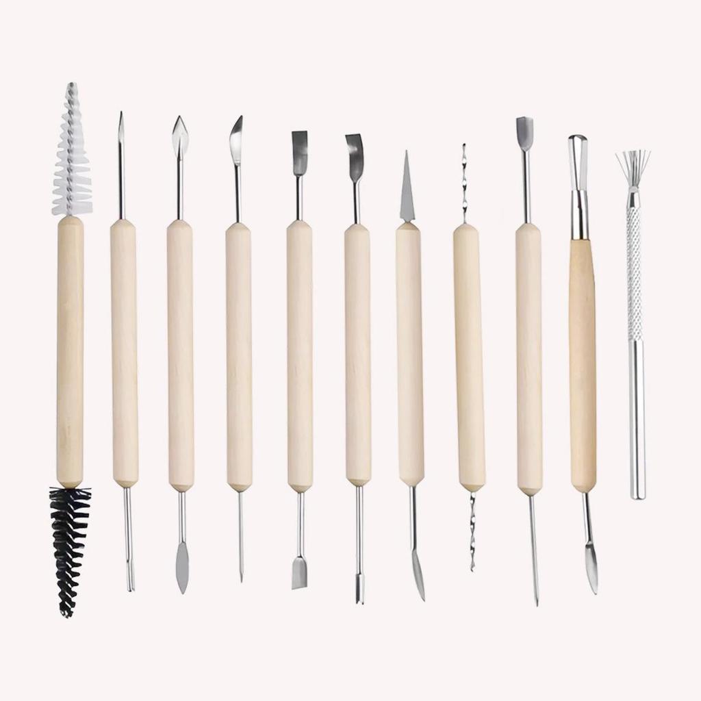 36-Piece Pottery & Sculpture Tool Set with Roll-Up Bag