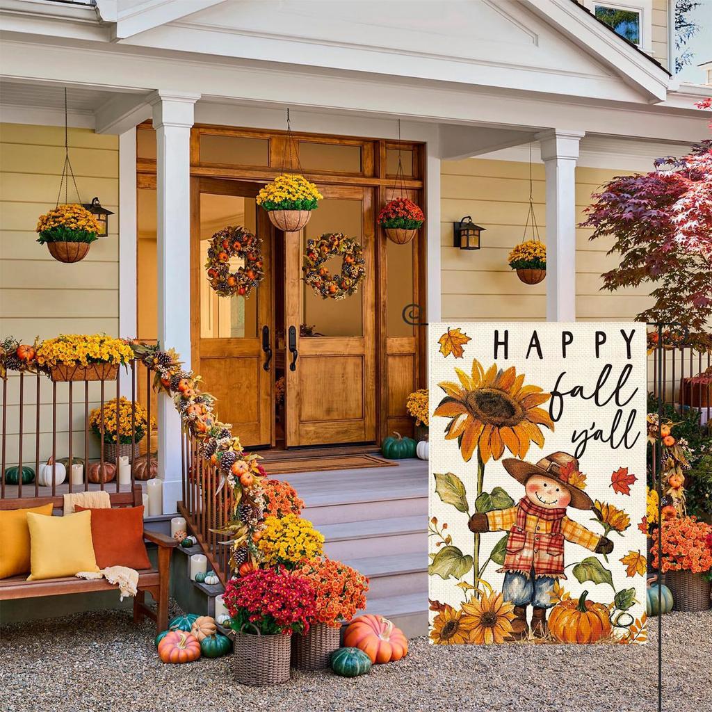 Autumn Celebration Courtyard Decoration Printed Linen Flag