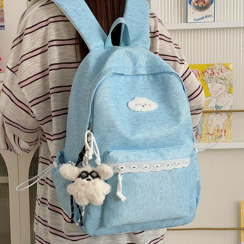 Cute Backpack for Girls Lace Trim Lightweight School Bag for Women Daily Use