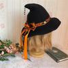 Lolita Halloween Witch Hat with Big Bowknot for Women Foldable Pointed Cap Costum for Christmas Cosplay Party