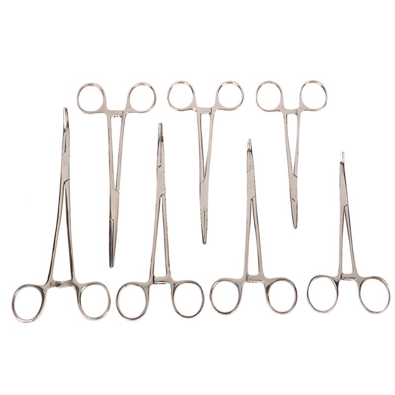 12.5/14/16/18 Cm Bent-Nose/Straight Curved Stainless Steel Locking Elbow Scissors Pliers Hemostatic Forceps Clamp Pliers