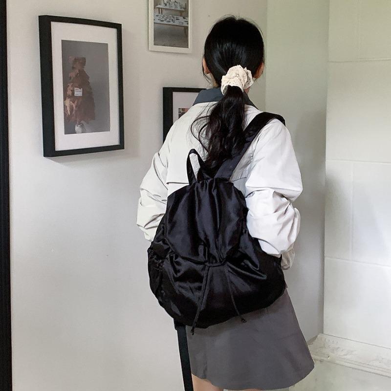 Wrought Silk Backpack Women's Large-capacity Flip Drawstring Leisure New Backpack Backpack Women's Travel Schoolbag