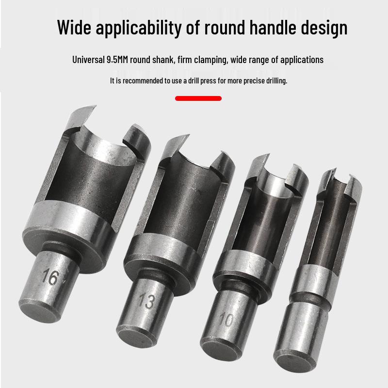 Carbon Steel Cork Cutter Woodworking Drill Bit for Enlarging Holes, Cylindrical Tenon, and Wood Plug with Round Shank