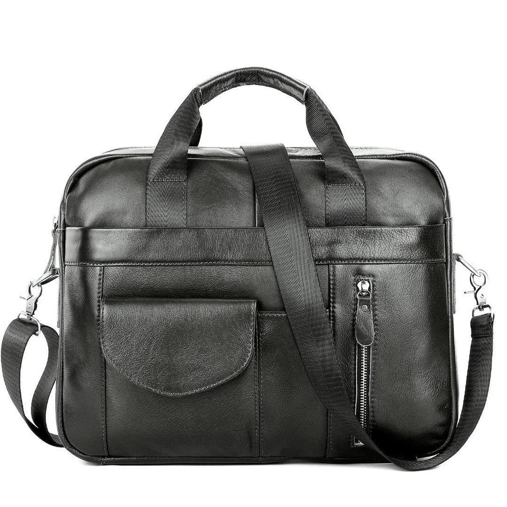 Men's Genuine Leather Crossbody Laptop Bag - Multifunctional, Large Capacity, Casual Briefcase