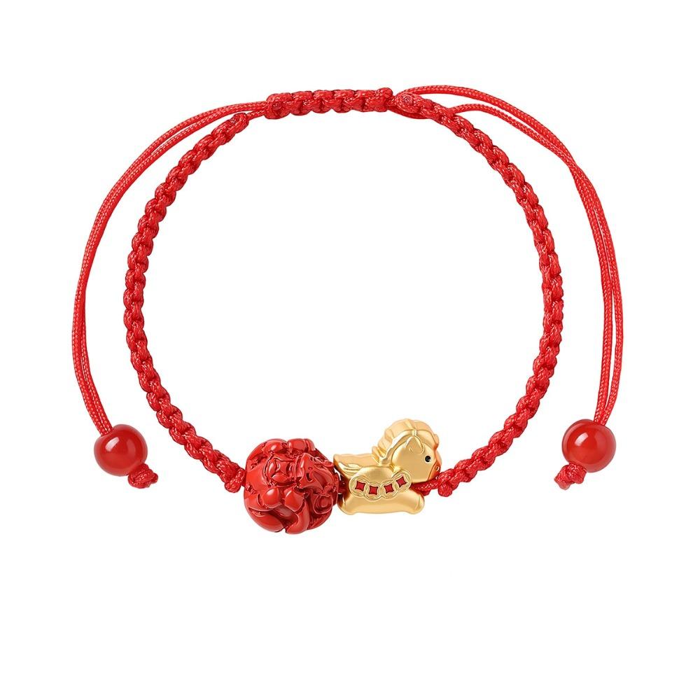 

Year of The Horse Good Lucky Bracelet Hand-woven Chinese Red Handrope Fortune Accessory Style1