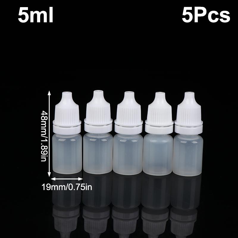 5Pcs Empty Plastic Dropper Bottles 3/5/10/15/20/30/50/100ml Squeezable Refillable for Paint Beauty Oil Ink Cosmetics Storage