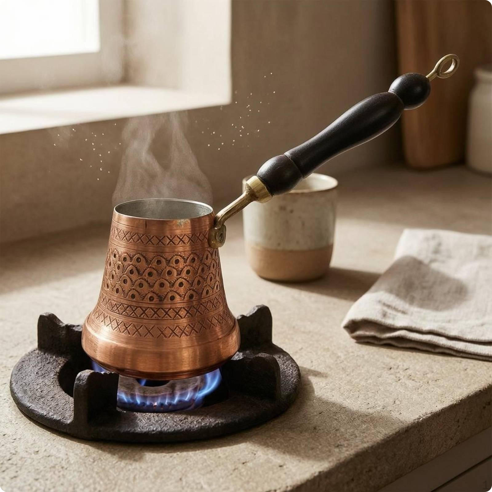 Turkish Coffee Pot Tinned Interior Copper