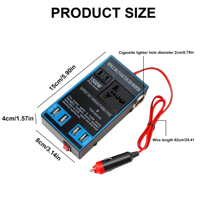 1500W Car Inverter USB DC12V 24V To Auto Power Inversor Fast Charging Car Power Adapter Socket