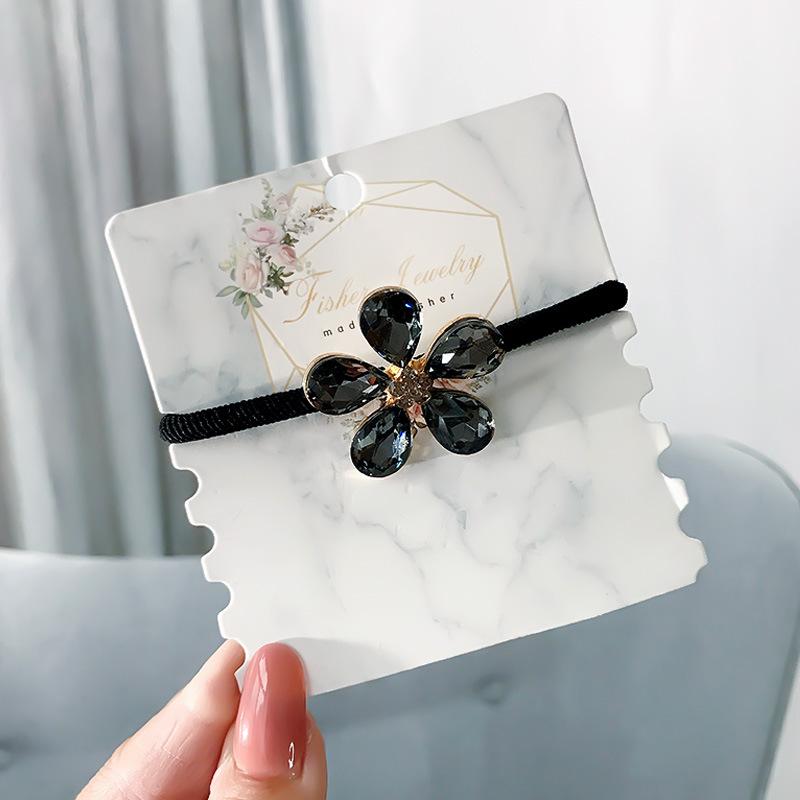 Korean Fashion Rhinestone Elastic Hair Rubber Bands For Girls Tie Hair Ring Rope Scrunchie Office Accessories Ponytail Headdress