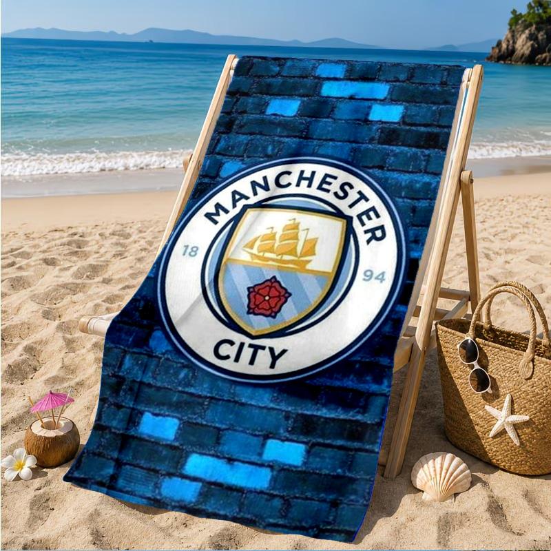 Asciugamano da Spiaggia in Microfibra Stampato City Football Club, Morbido e Assorbente, Asciugatura Rapida, Ideale per Viaggi Estivi, Essenziale per la Spiaggia, Piscina
