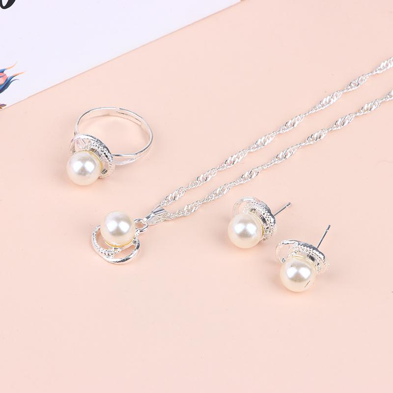 

Нежный искусственный жемчуг бабочка цветок серьги кольцо ожерелье свадебный комплект для женщин