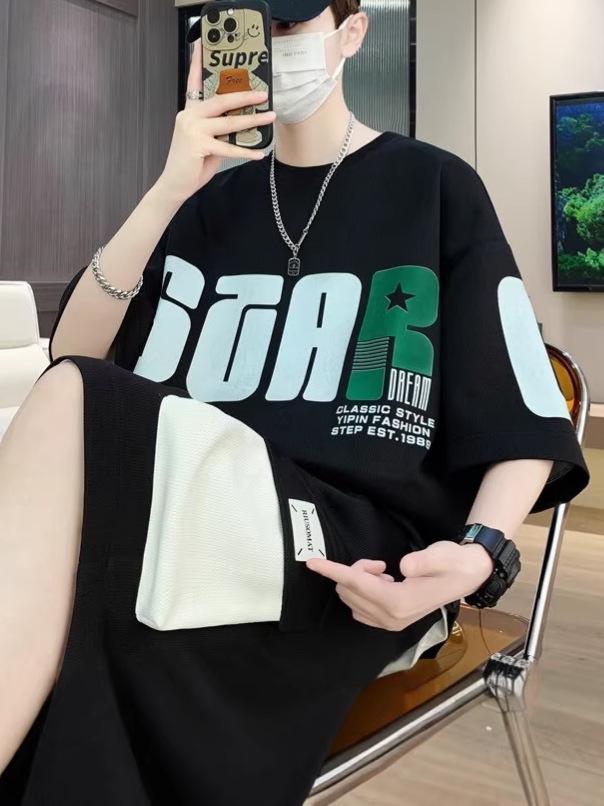 Summer Casual Boys' Loose-Fit Short-Sleeve and Shorts Set - Trendy Junior High Sportswear