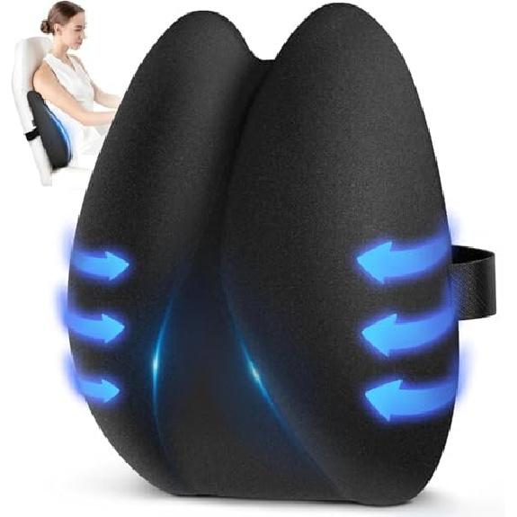 Ultra Pain Relief Lumbar Support Pillow for Office Chair, Ergonomic Lumbar Pillow for 5X Back Support and Improved Posture Effectively, Cooling Queen