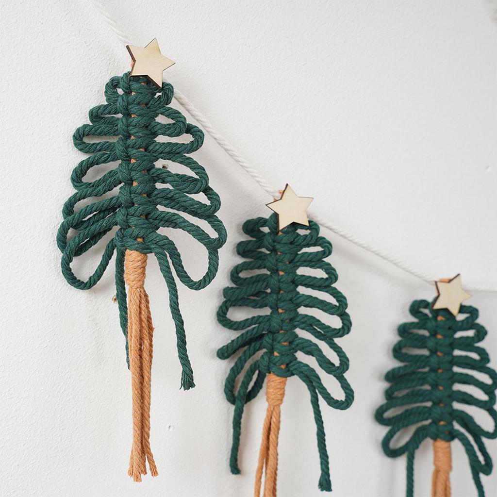 Boho Christmas Decor Macrame Christmas Decor Cotton Rope Handmade Wreath Tapestry For Living Room Doorway Bedroom Entryway Porch