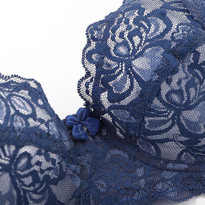 Spitze Push-Up BH Damen Sexy Dame Transparent Unterwäsche Weiblich Stickerei Einfarbig Bügel-BH