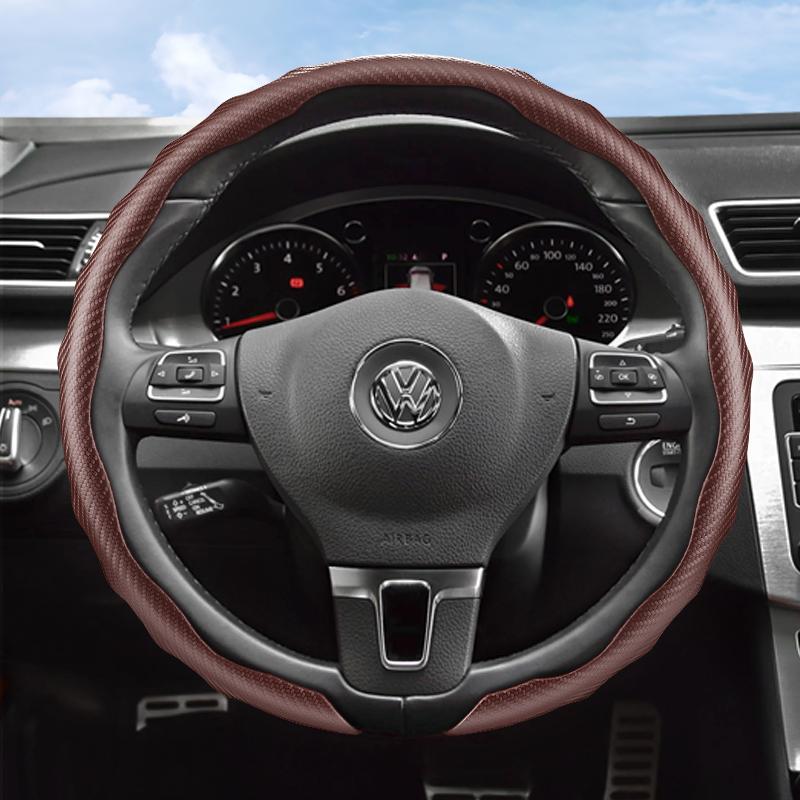 Suitable for Volkswagen Carbon Fiber Texture Steering Wheel Cover Snap-On Wave-Shaped Protective Shell Golf Passat Polo Jetta Tiguan T-Roc Atlas