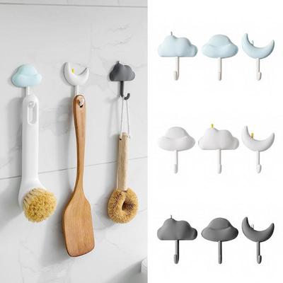 Creative Cute Cloud Shape Nail-free Wall Clothes Hooks Kids Room Decorative Key Hanging Hanger Kitchen Storage Hook